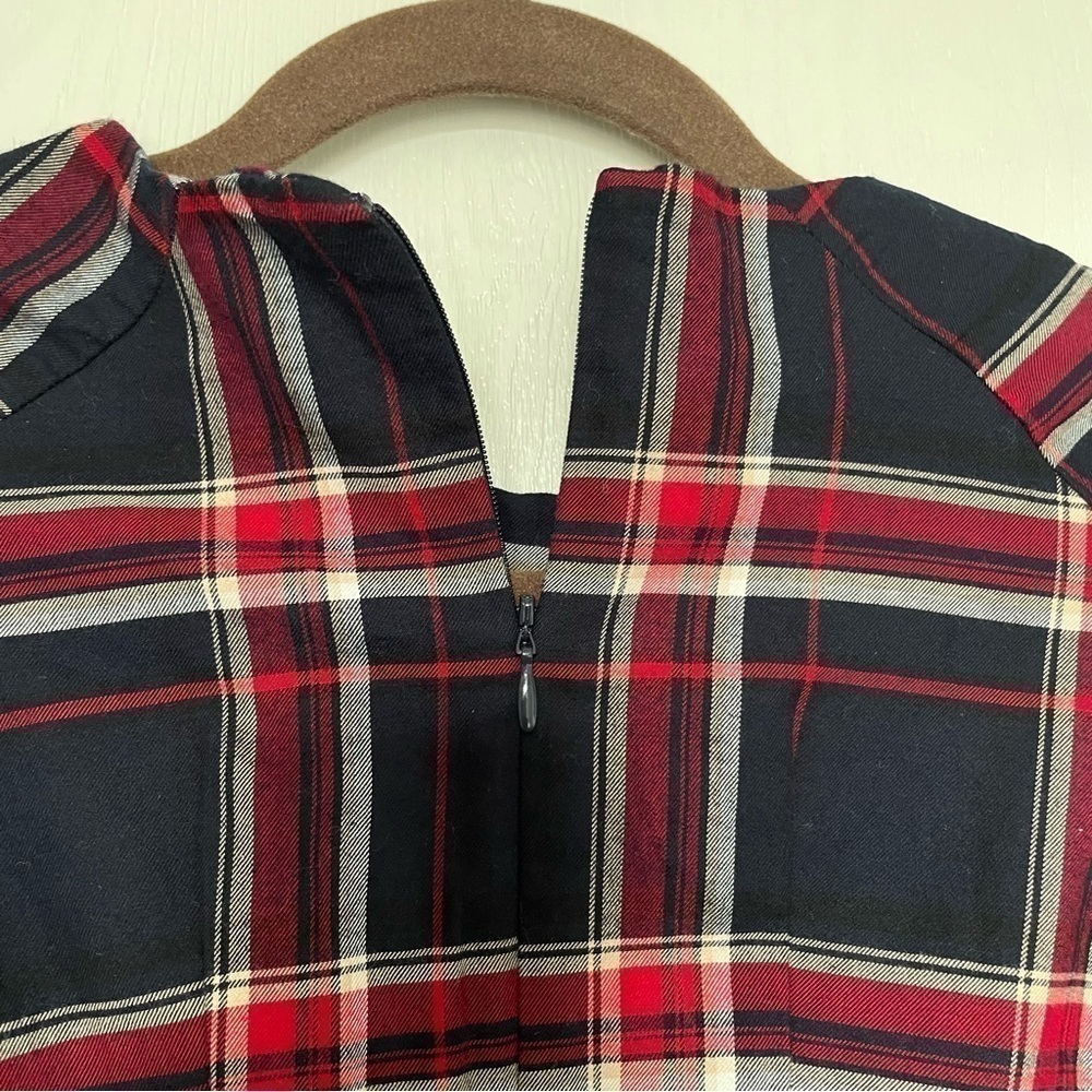 H&M Pearl Tartan Plaid Peplum Long Sleeves Too, 100% cotton Women’s size 2 - Picture 11 of 12